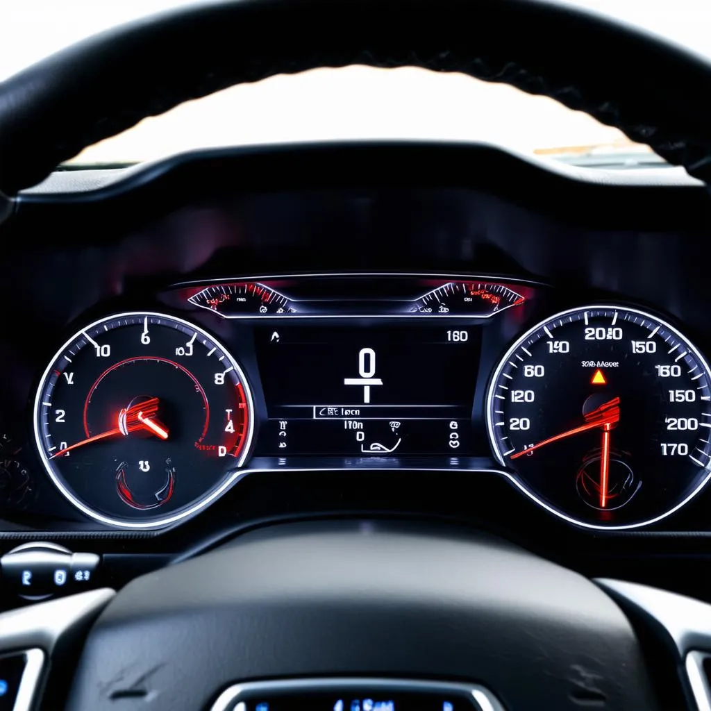 Modern car dashboard with digital display