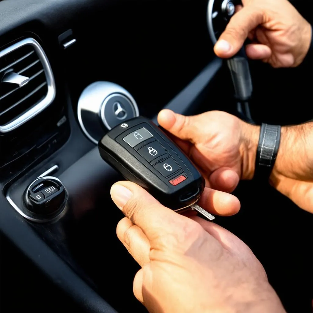 Car key programmer in action