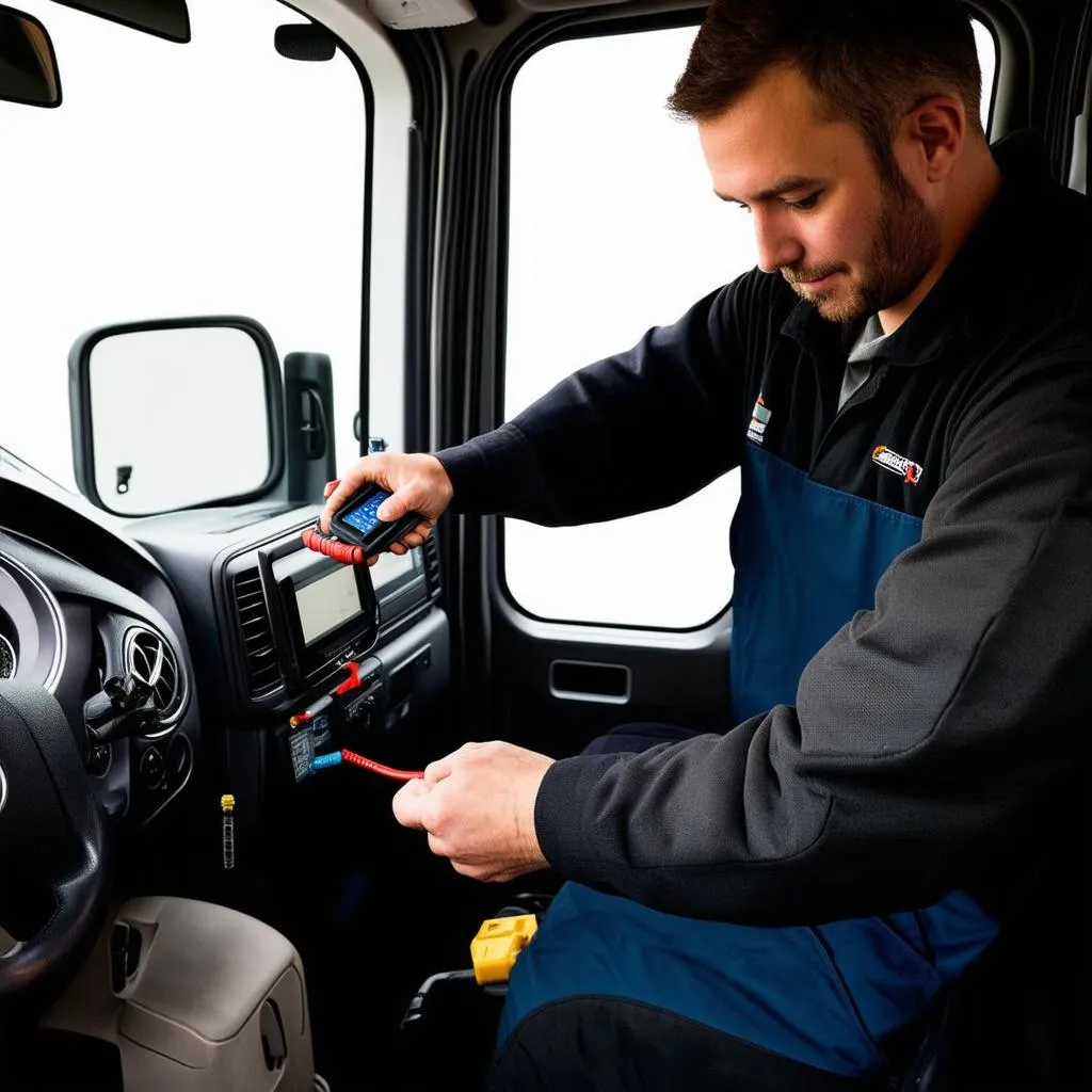 Mercedes Sprinter diagnostic plug in use