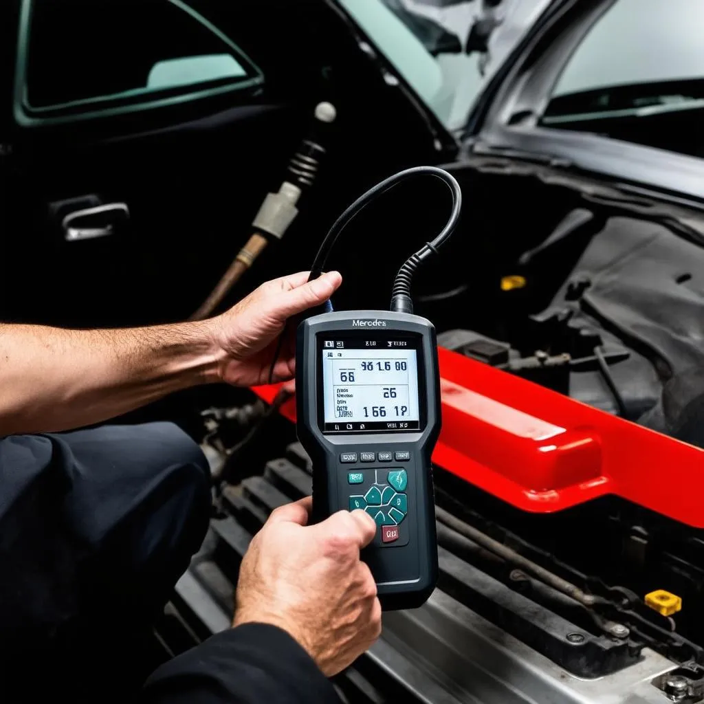 Mechanic Diagnosing Mercedes