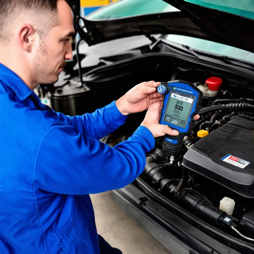 A Mechanic is using a VCDS diagnostic tool to run a DEF pump cycle on a 3.0 TDI engine.