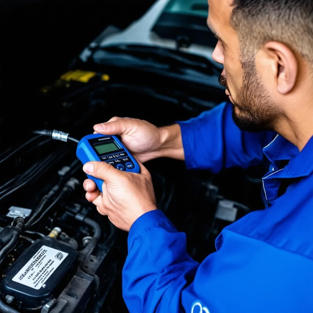 Mechanic Using Diagnostic Tool