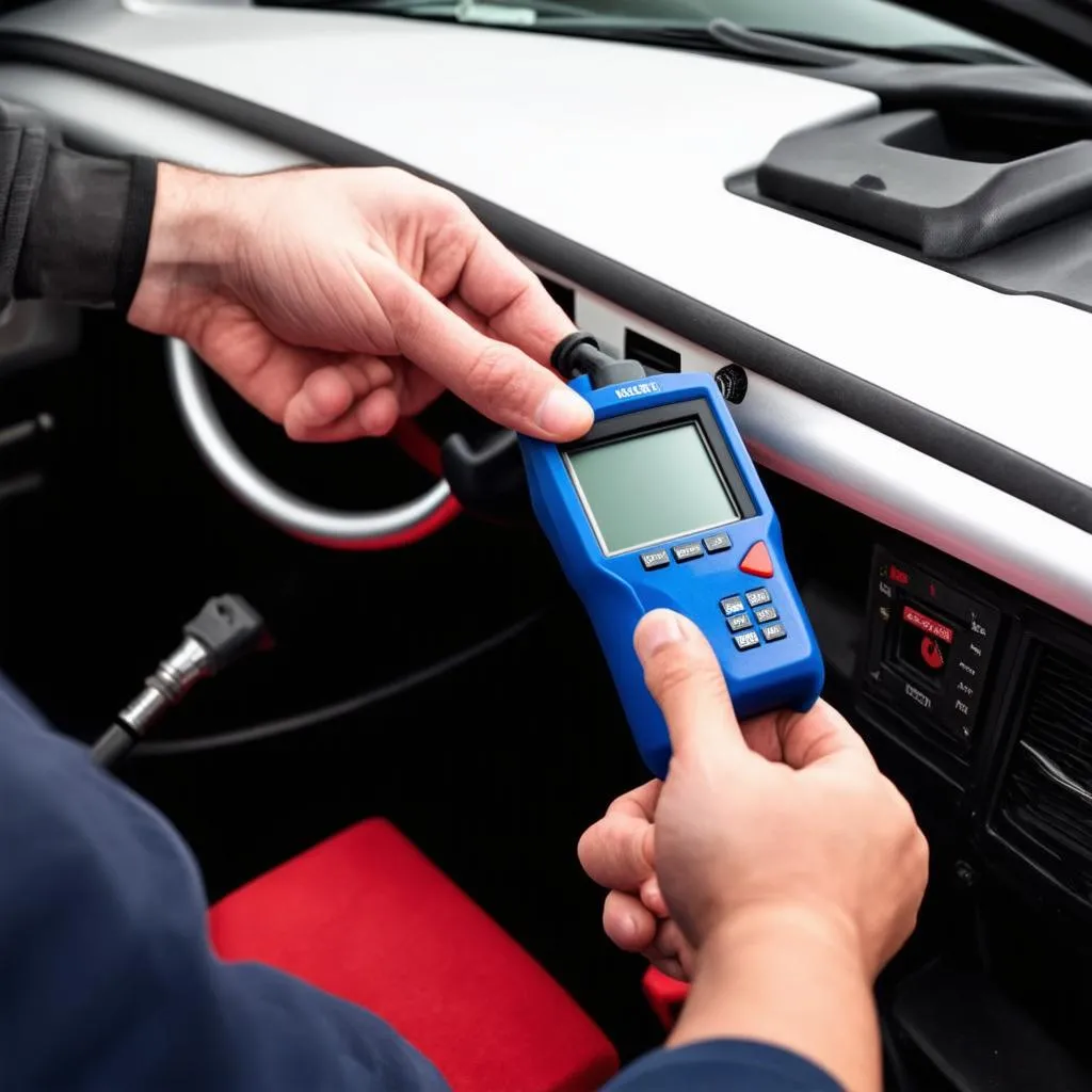 Mechanic Using VCDS Scanner