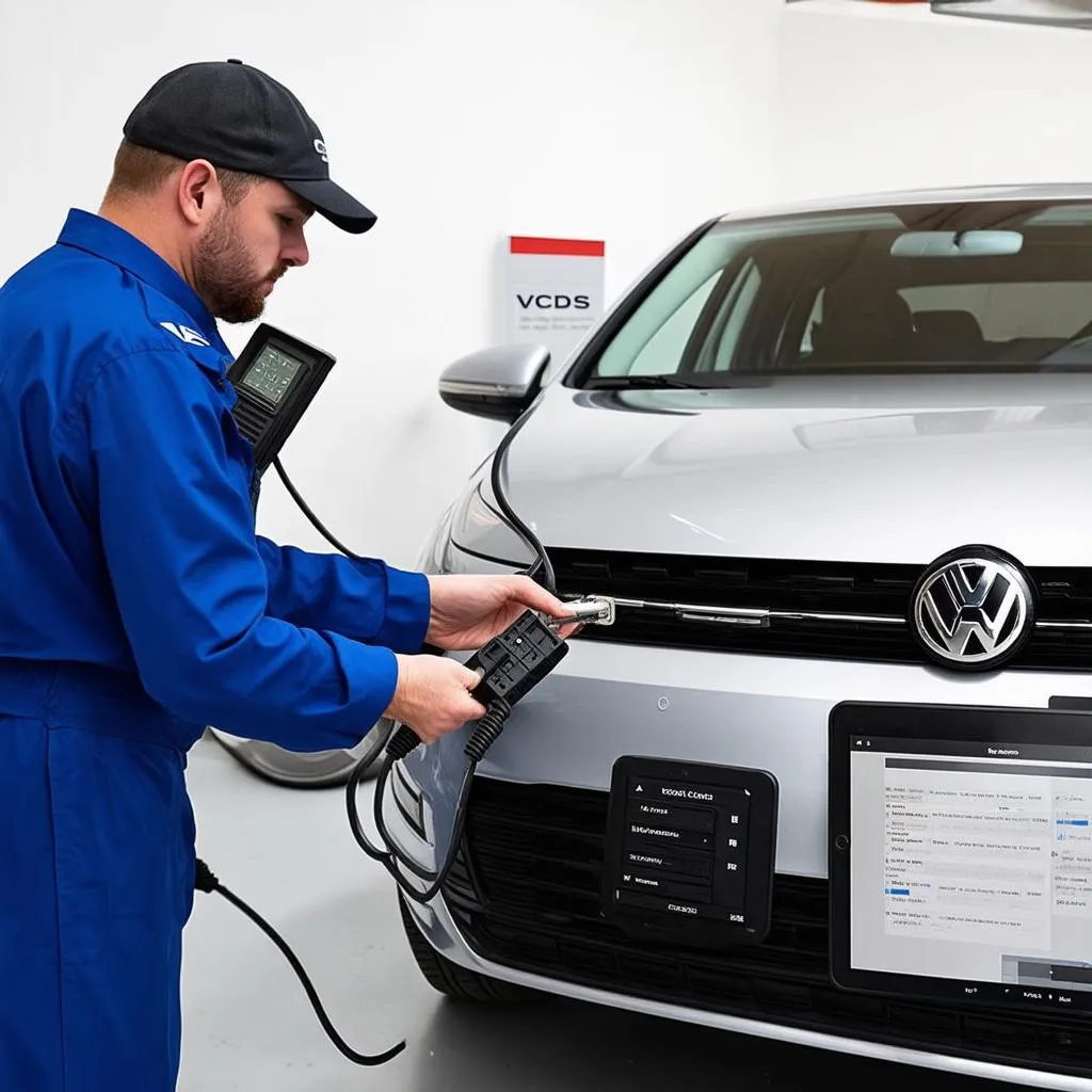 Mechanic Using VCDS on VW Golf