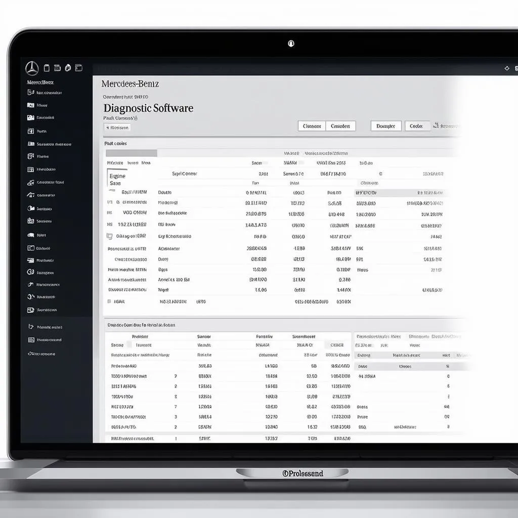 Computer showing Mercedes-Benz diagnostic software