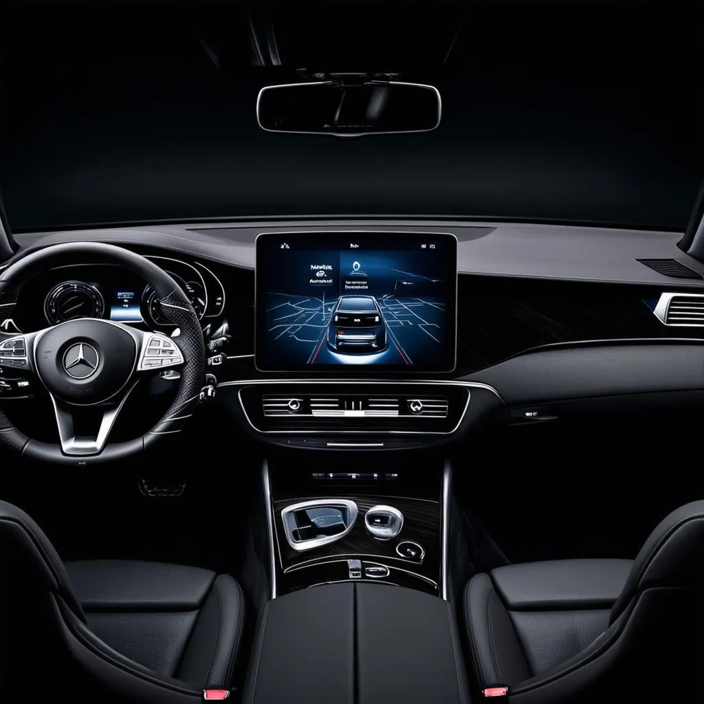 Modern car interior with infotainment system