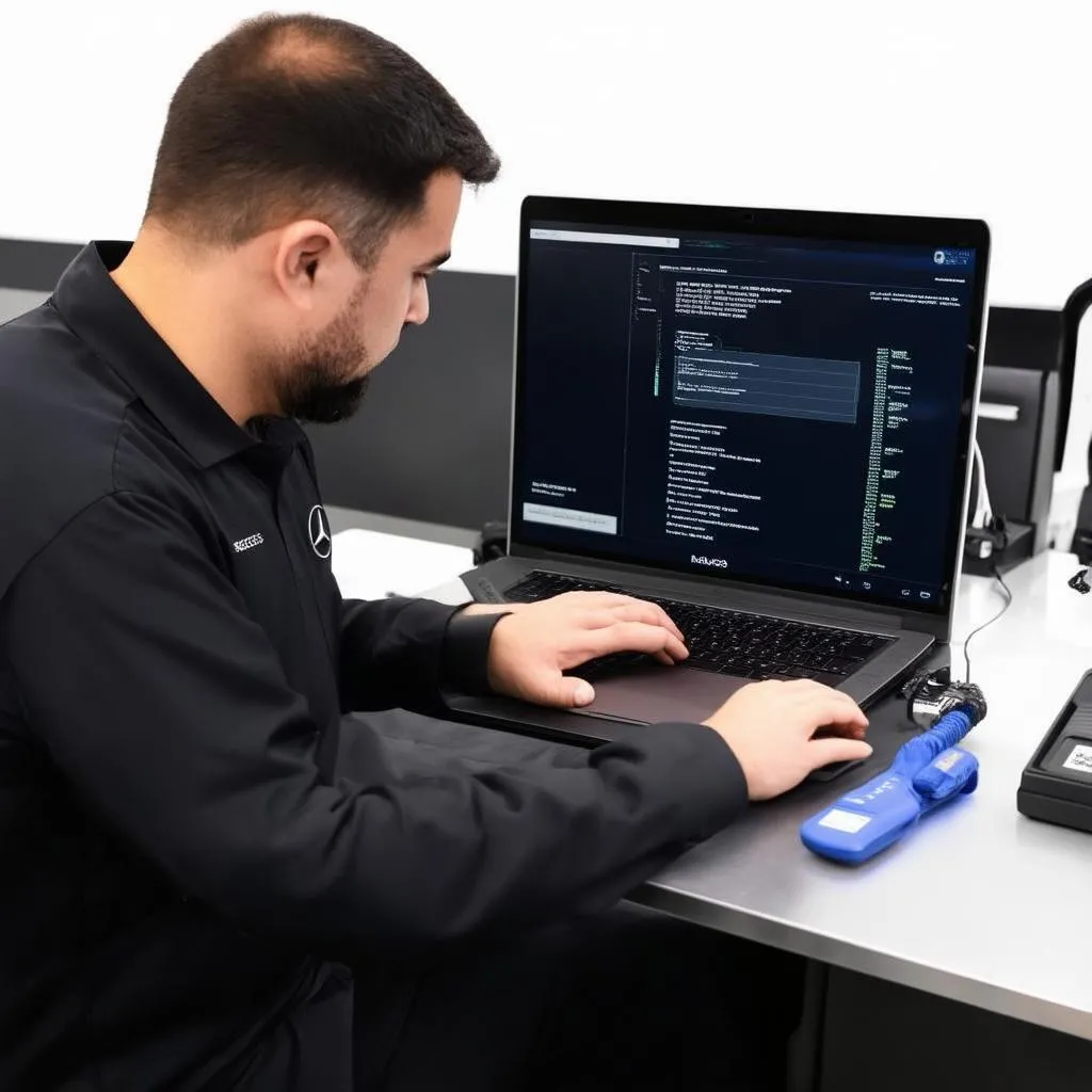 Mercedes Technician Performing VGS Coding