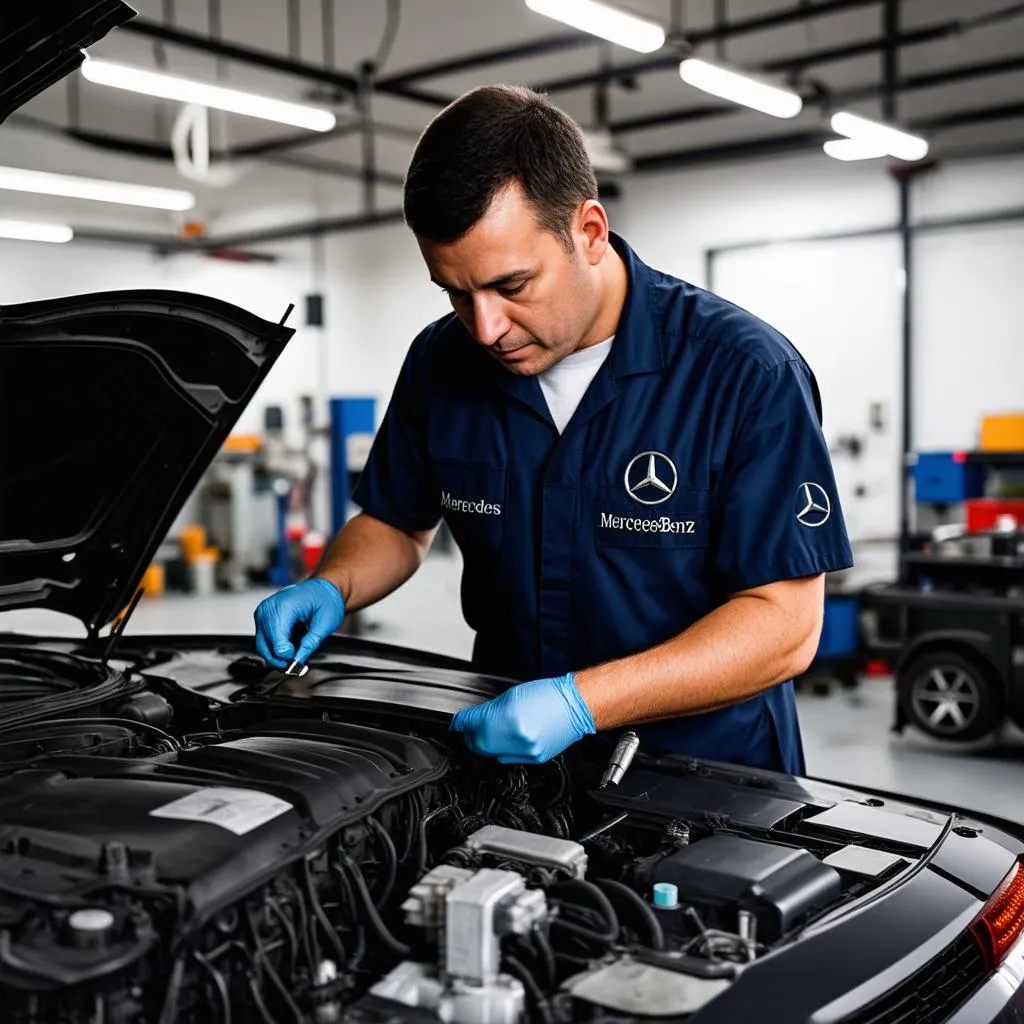 Mercedes Mechanic at Work