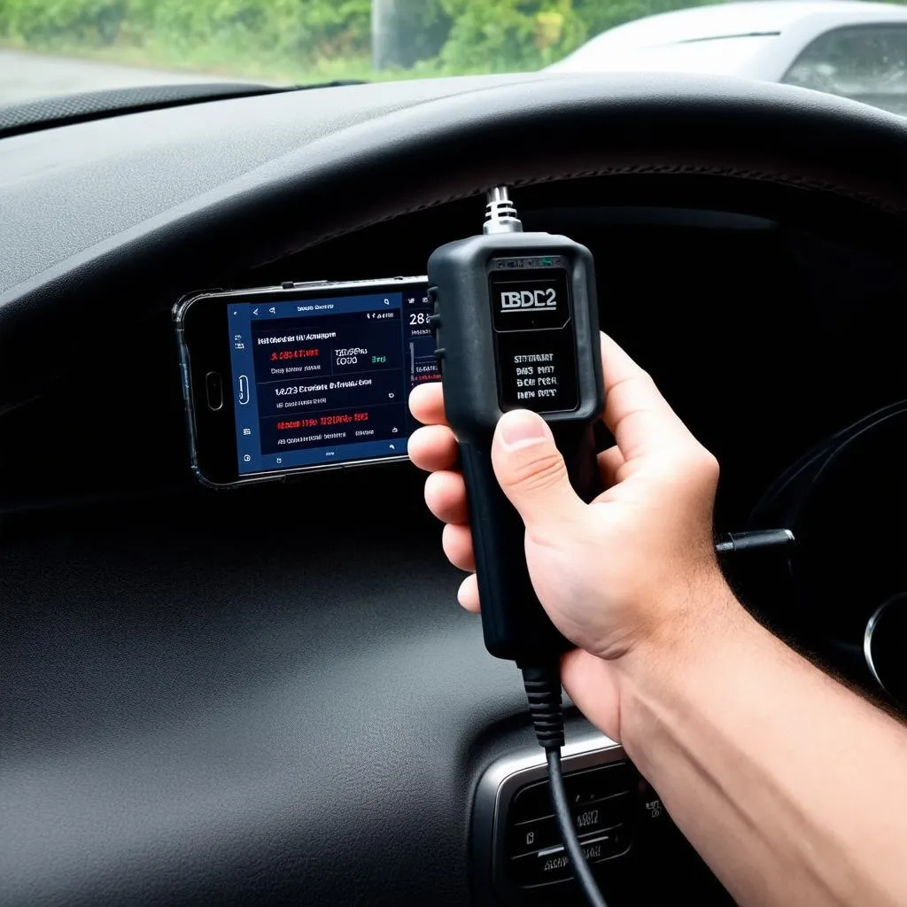 OBD2 Scanner Connected to Android Phone