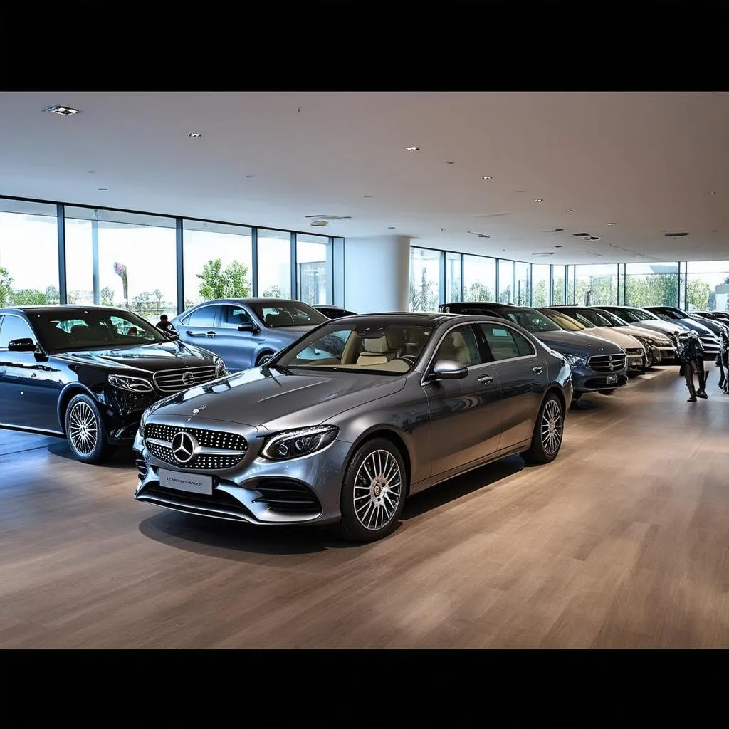 Mercedes-Benz Showroom Displaying Different Classes and Body Styles