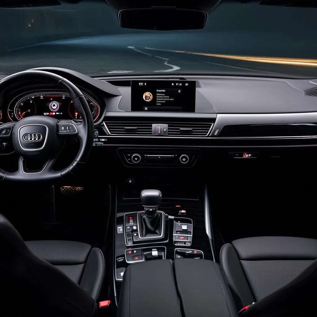 Customized interior of an Audi A5 with ambient lighting