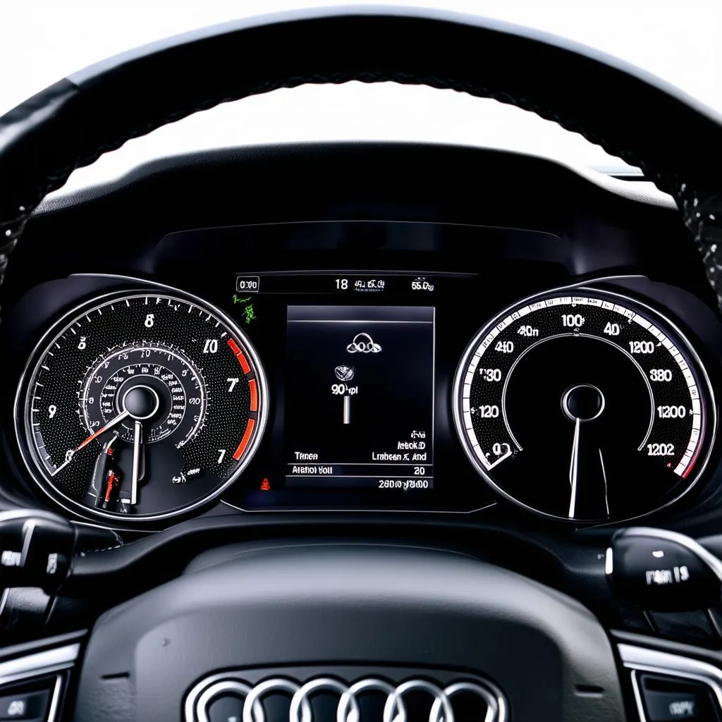 Audi Q5 dashboard with check engine light