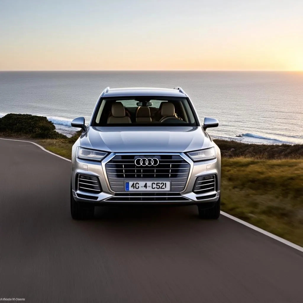 Audi Q7 driving on an open road