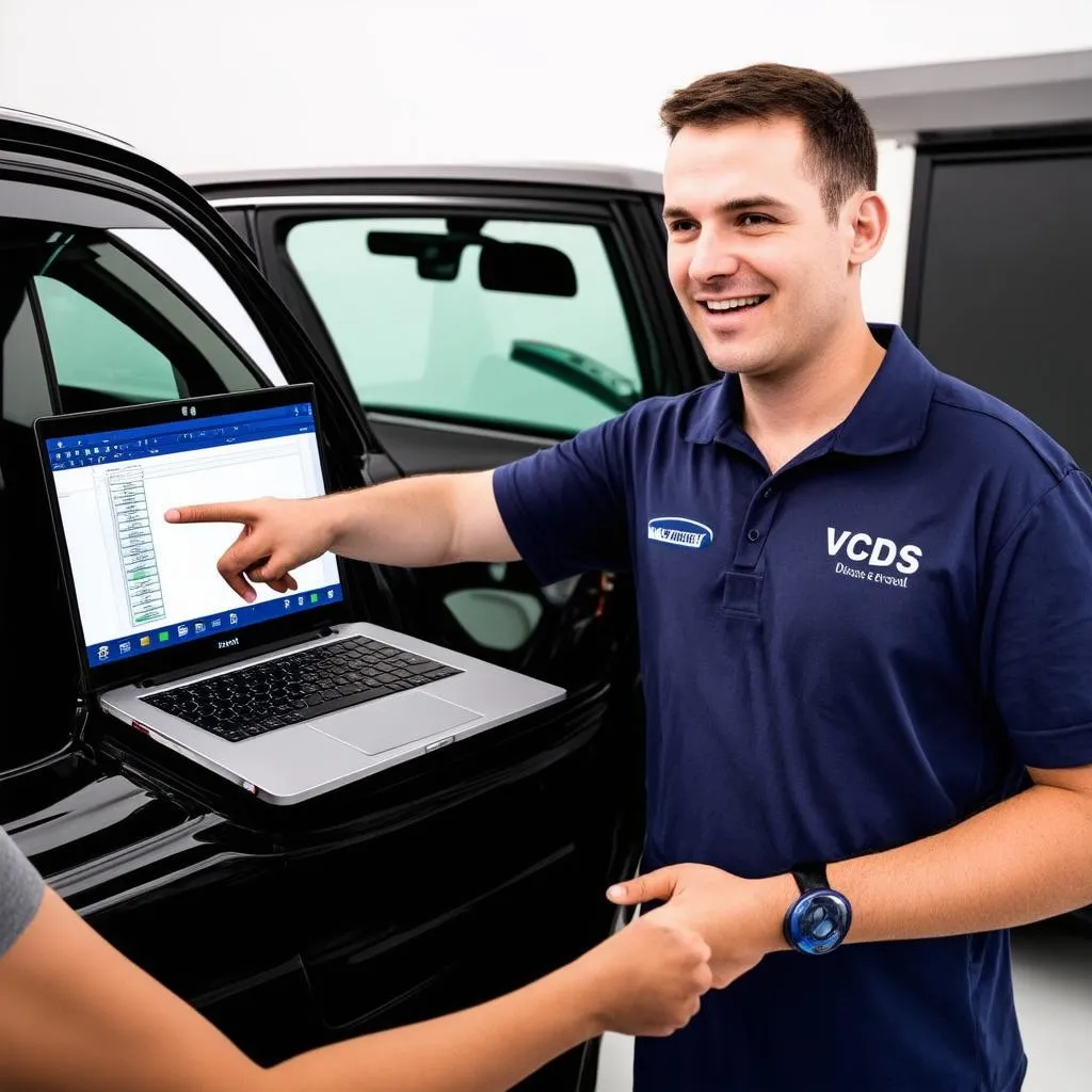 A car diagnostic expert helping a customer with VCDS on Linux