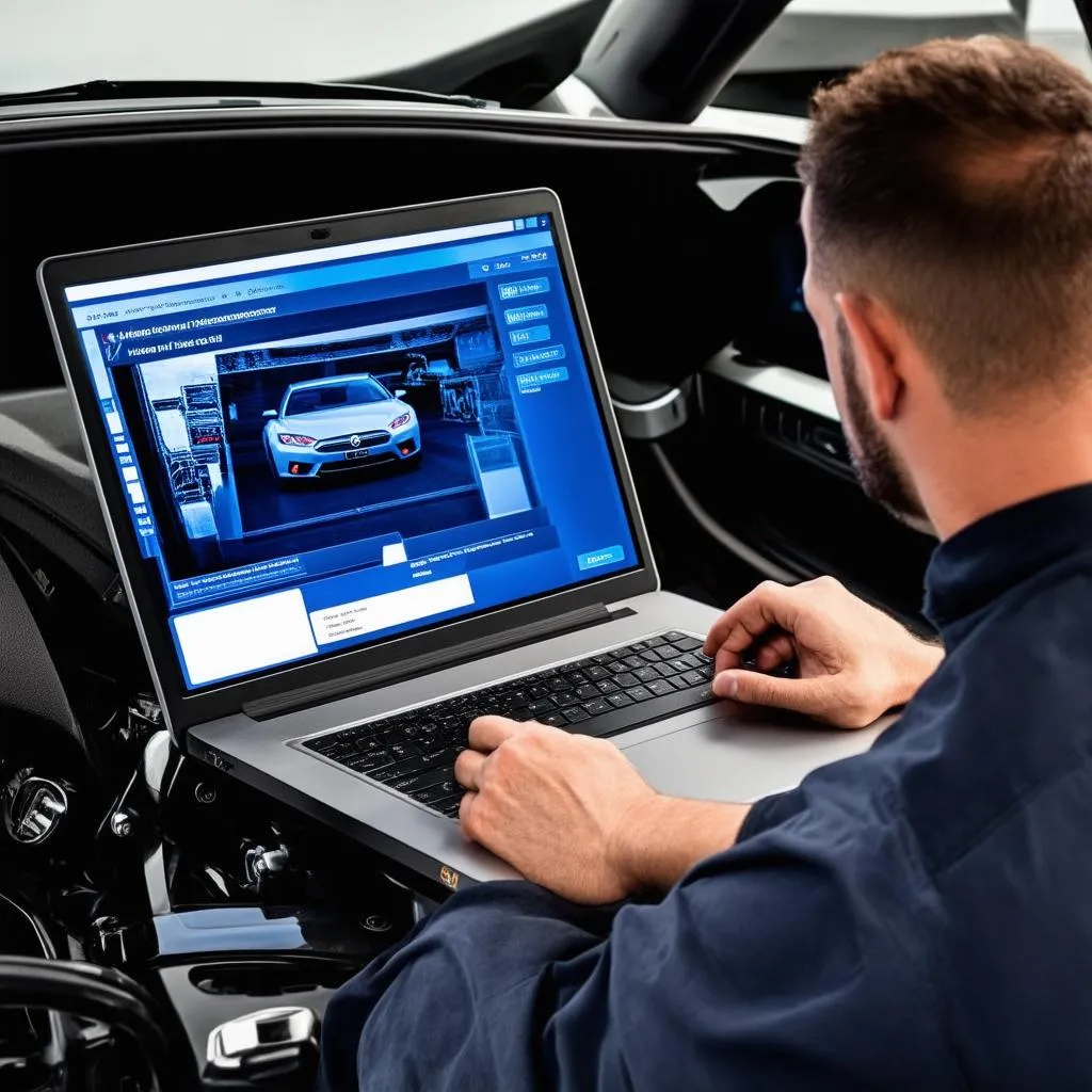 Laptop displaying car diagnostic software