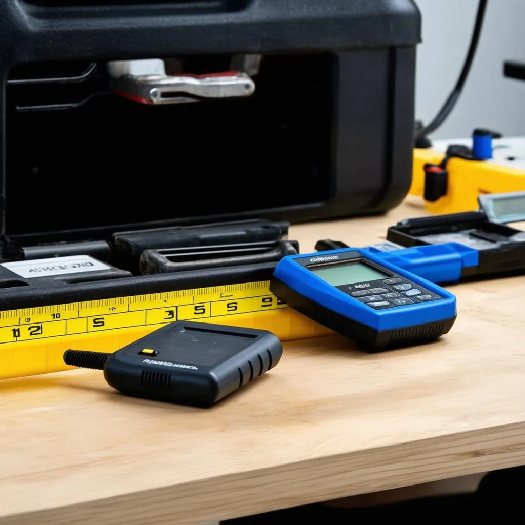 Car Diagnostic Tools and Spirit Level