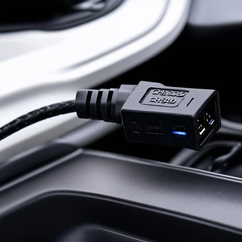 CH340 cable connected to car OBD2 port