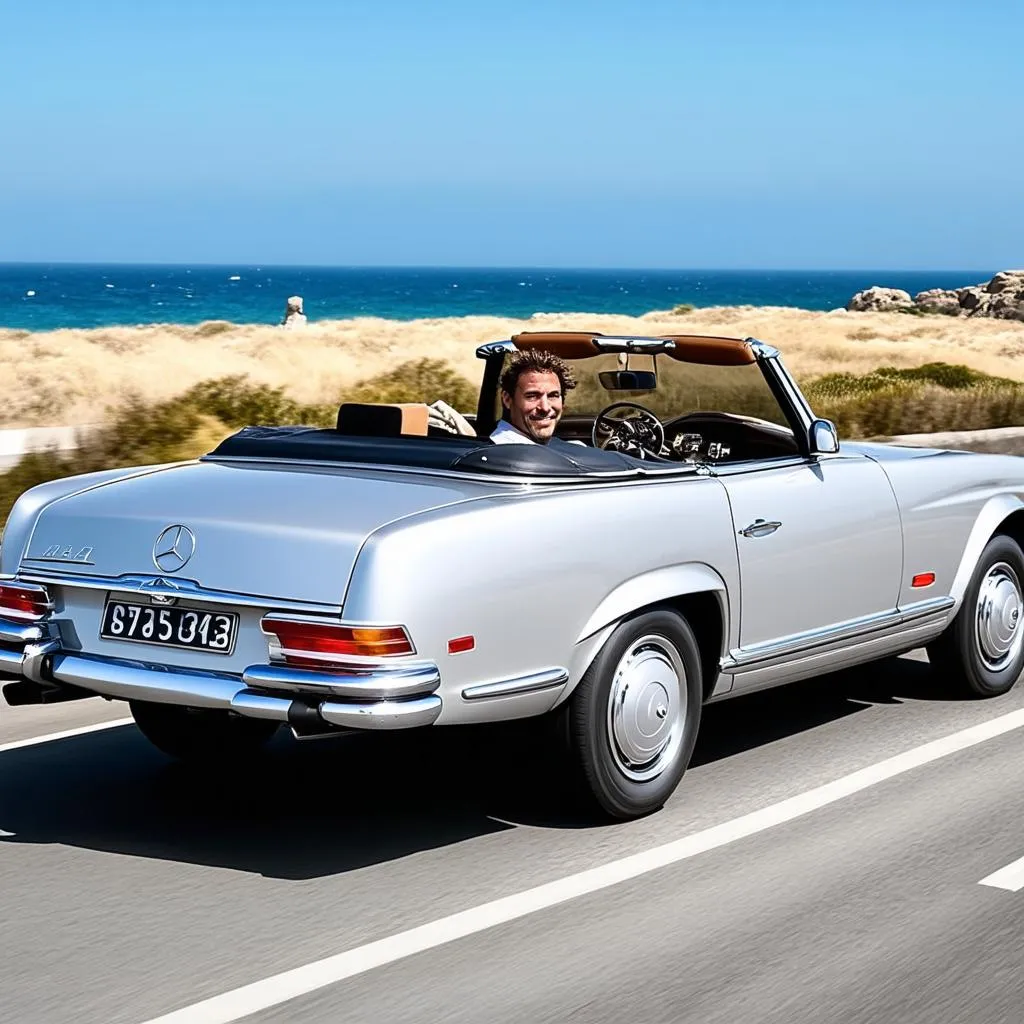 Classic Mercedes on Open Road