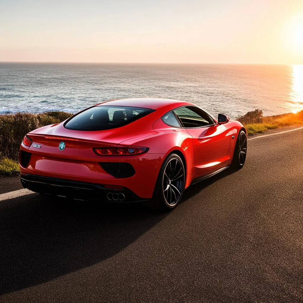 Italian Sports Car at Sunset