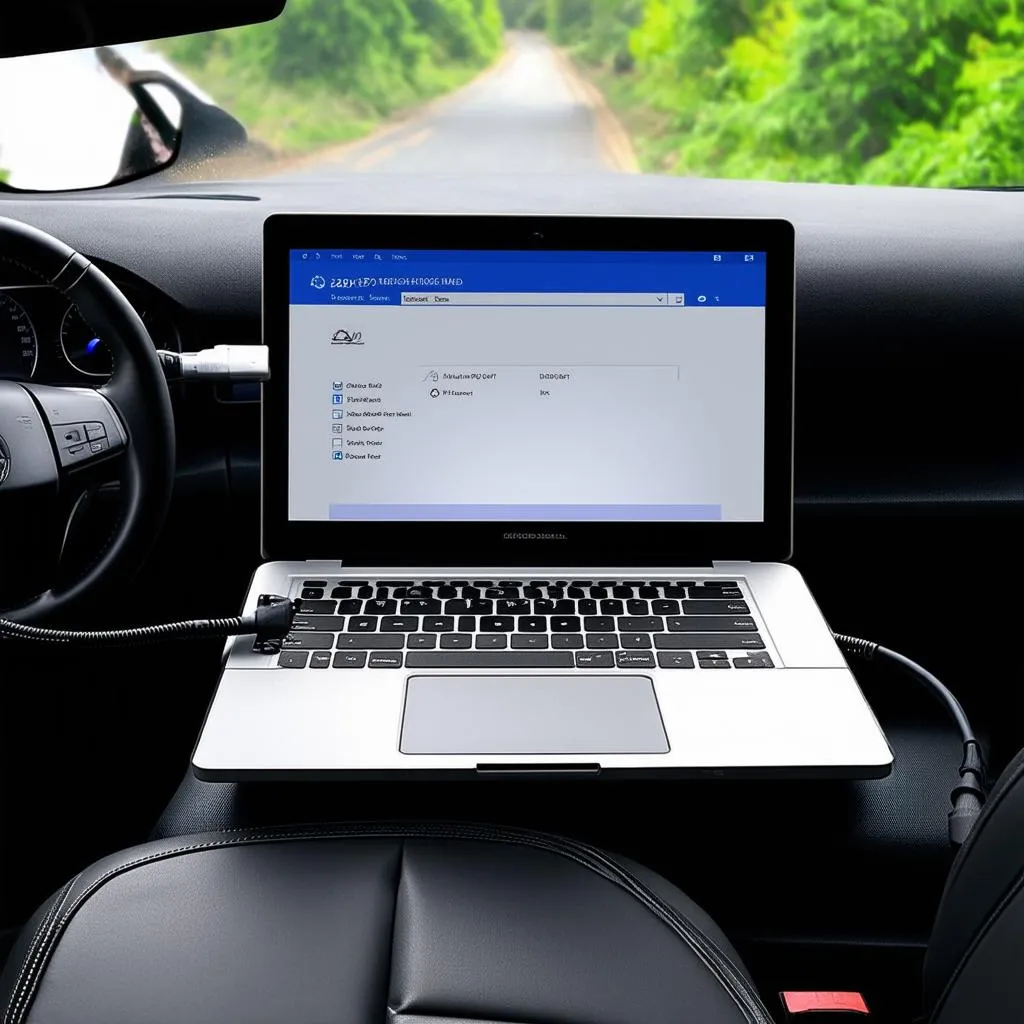 Laptop Connected to Car