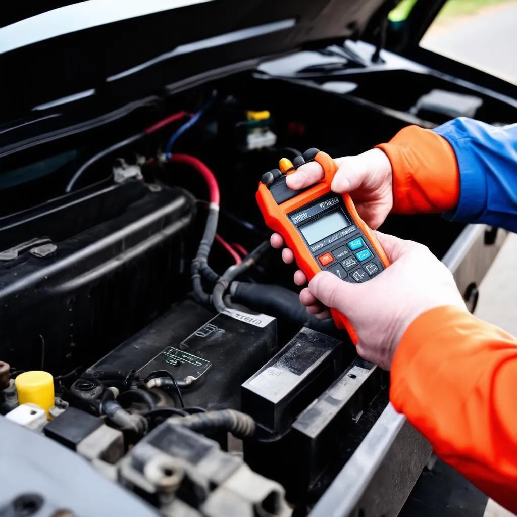 Mechanic working on a car