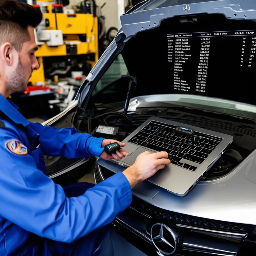 Mechanic Analyzing Car Diagnostics