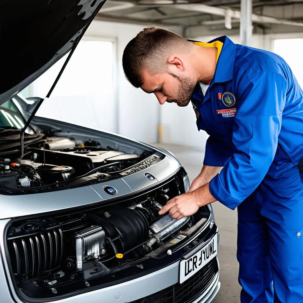 experienced mechanic working on a European car