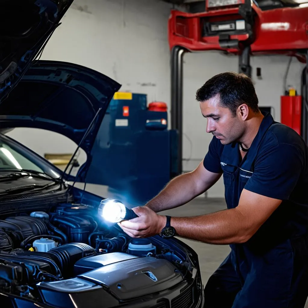 Mechanic Checking Car Engine