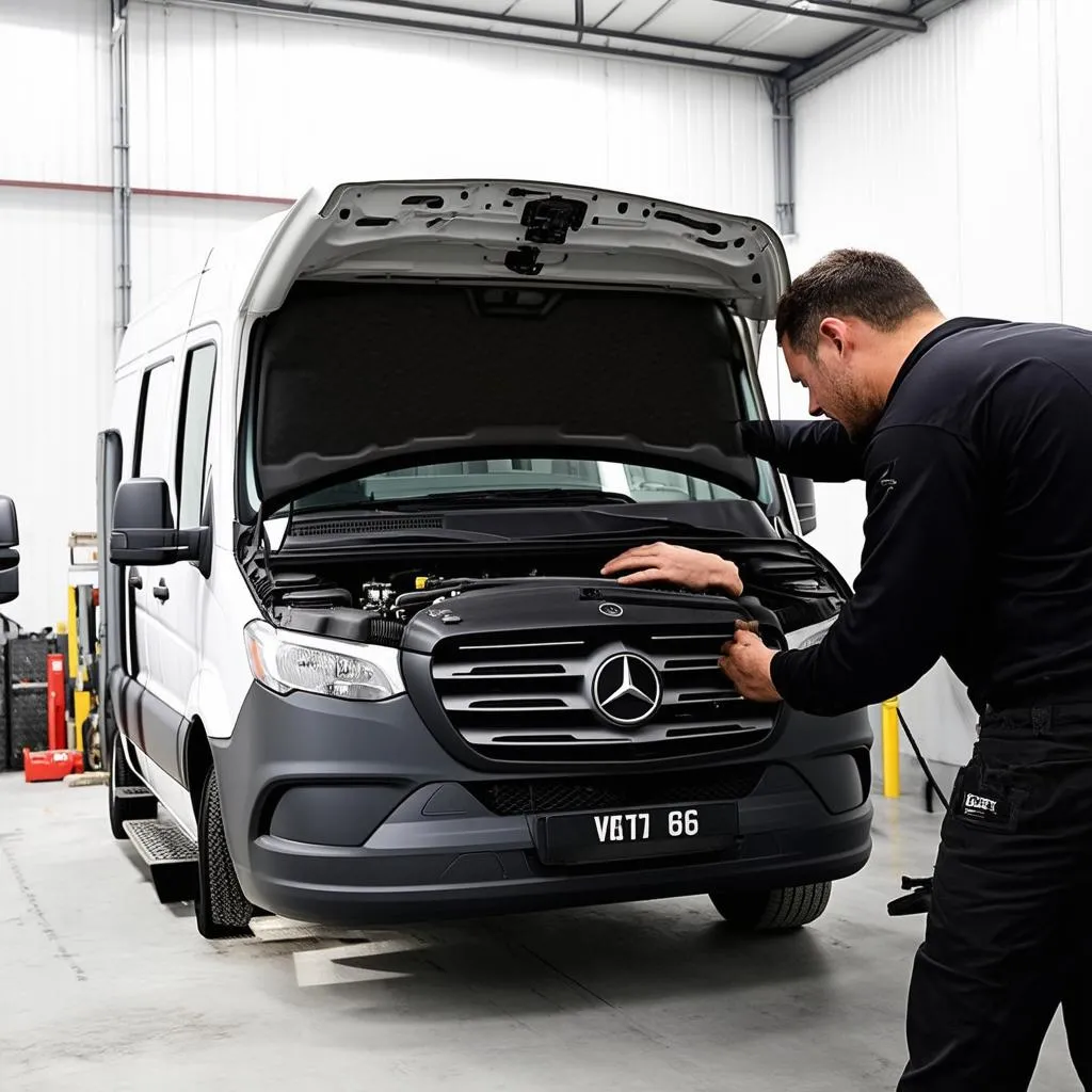 Mechanic inspecting a car engine