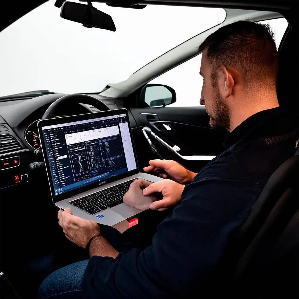 Mechanic using VCDS on an Audi