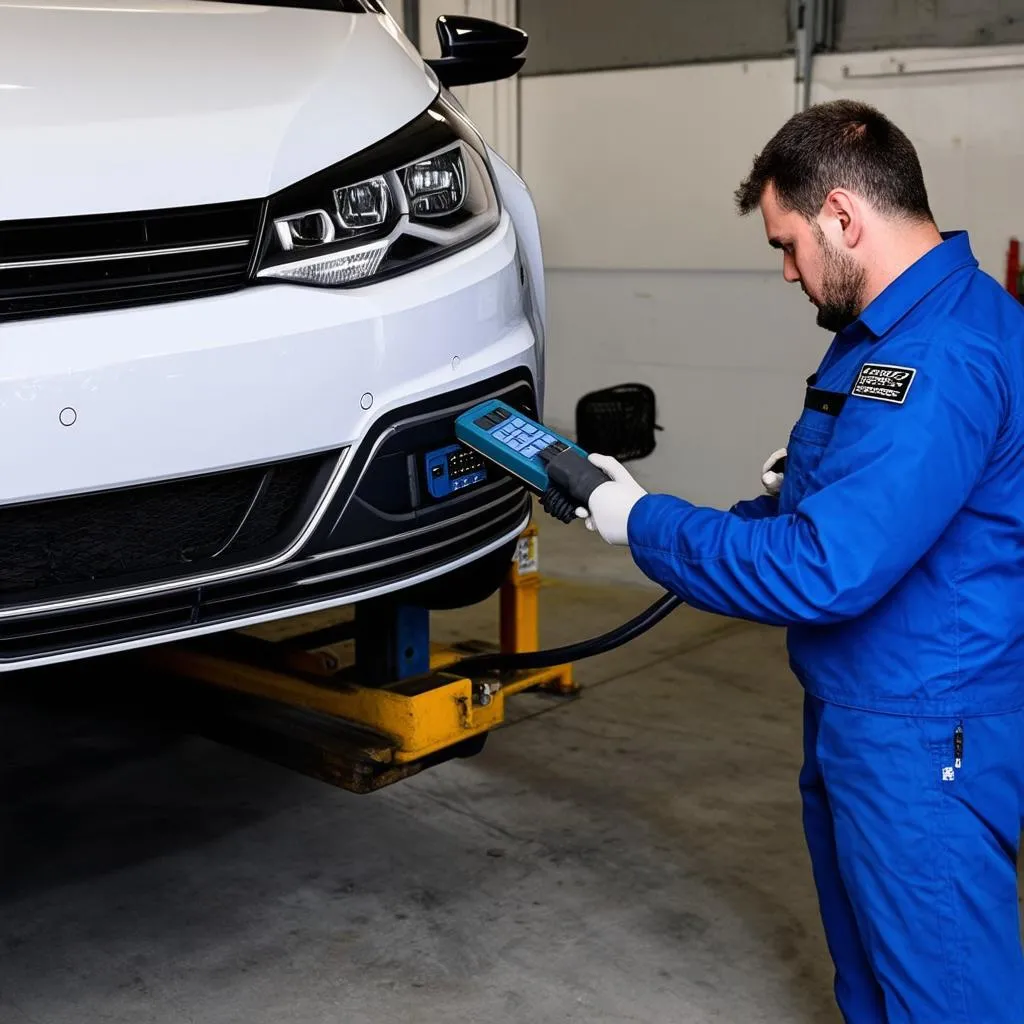 Mechanic Using VCDS on a VW Polo 6R