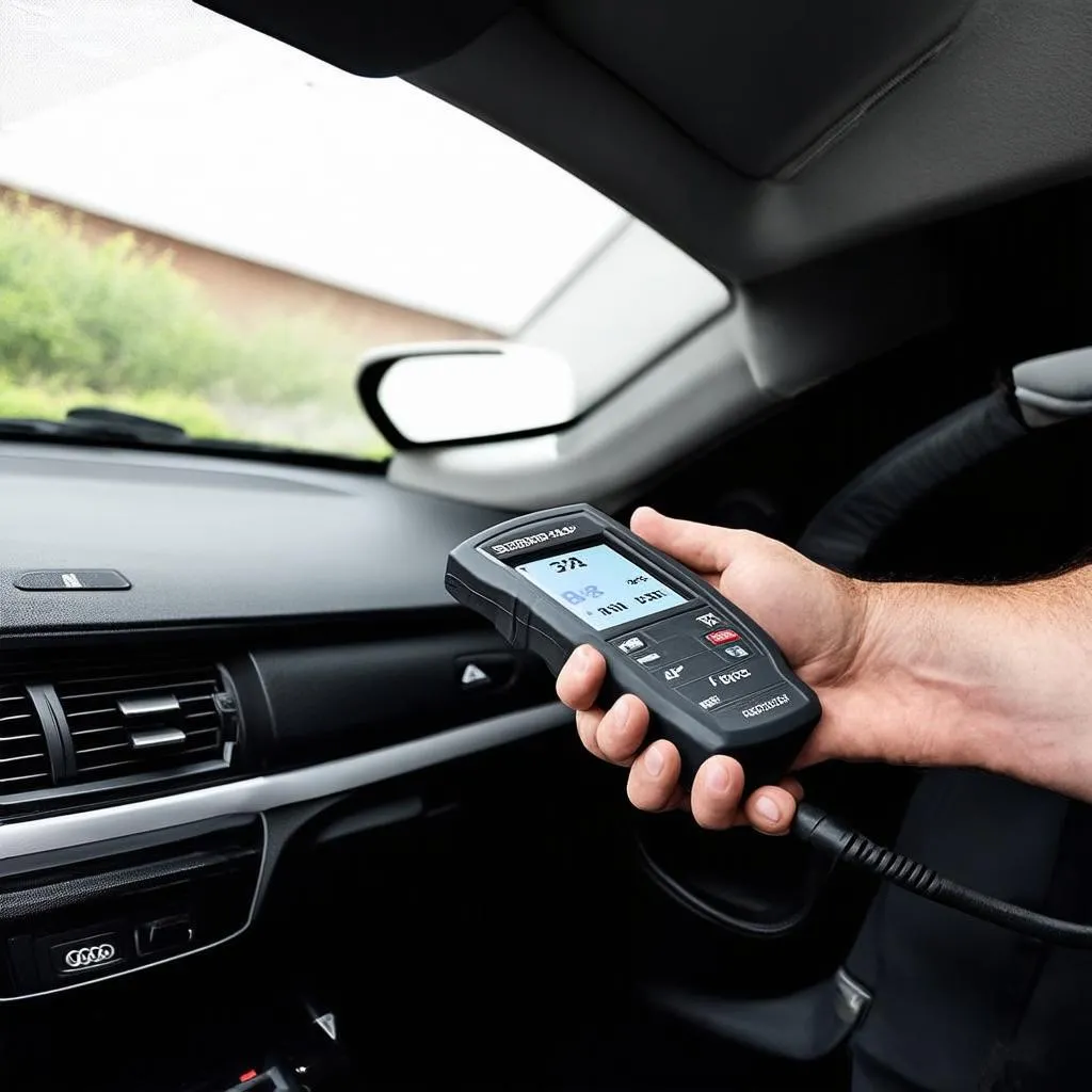 Mechanic Diagnosing Audi Sunroof