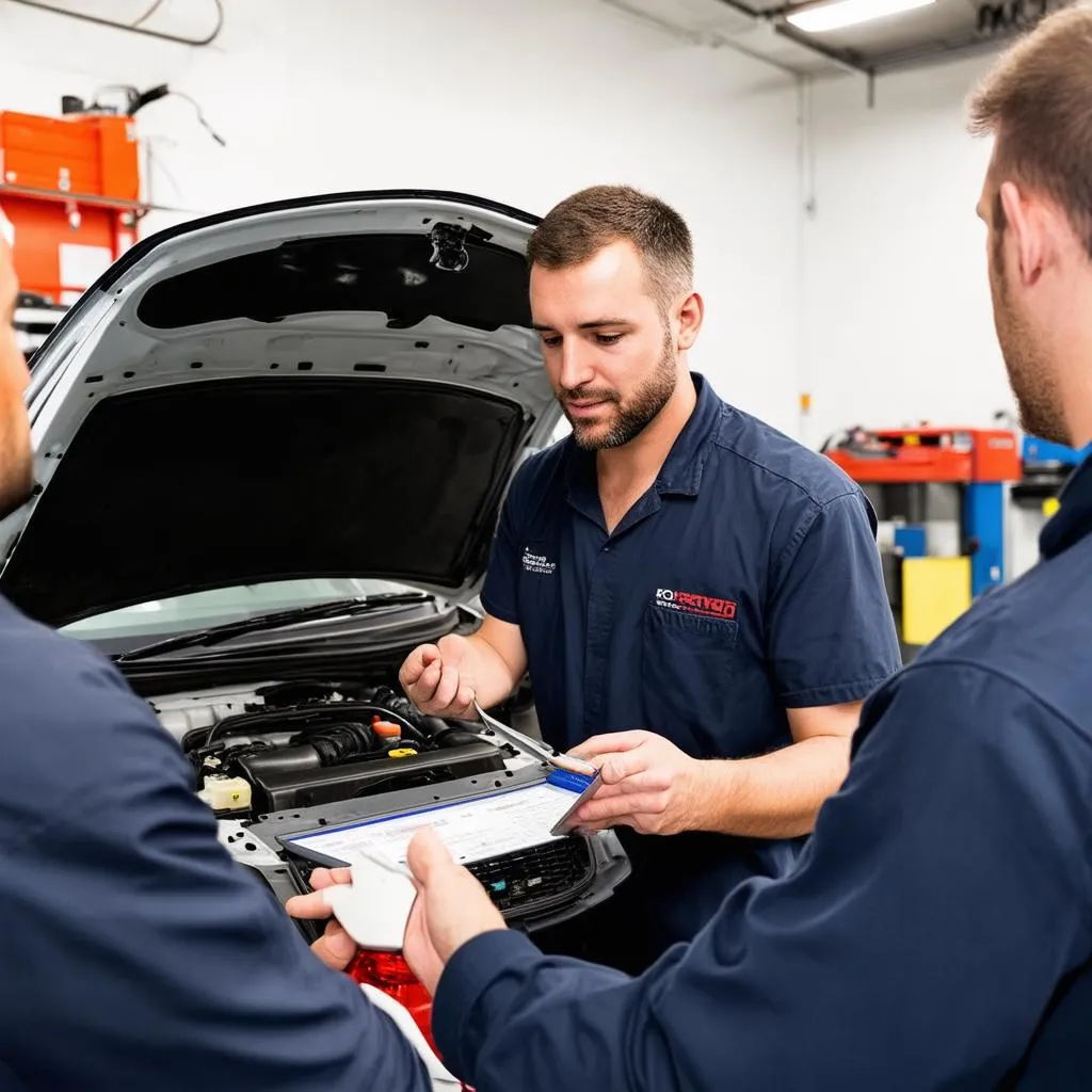 Mechanic Explaining Diagnostics