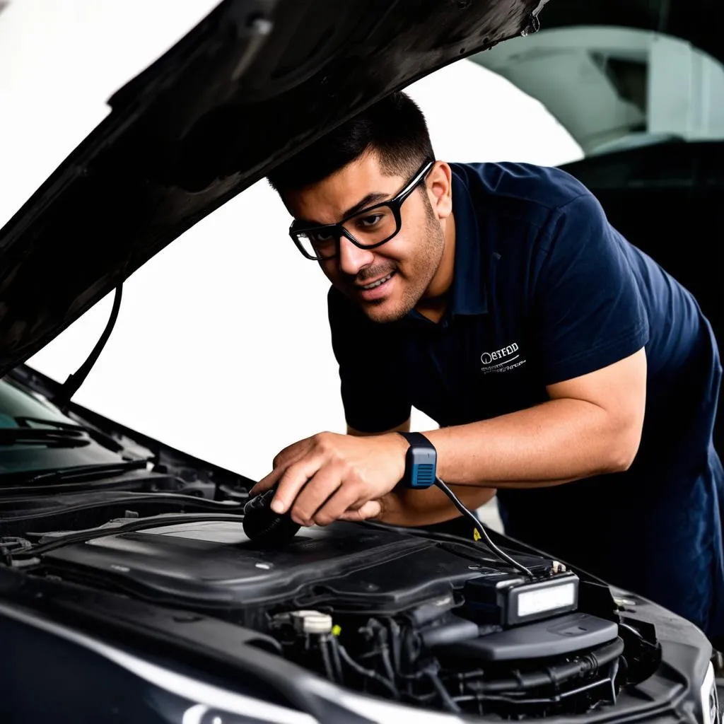 Mechanic Using Diagnostic Tool