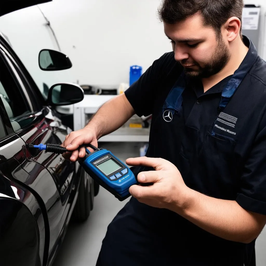 Mechanic Using Diagnostic Tool