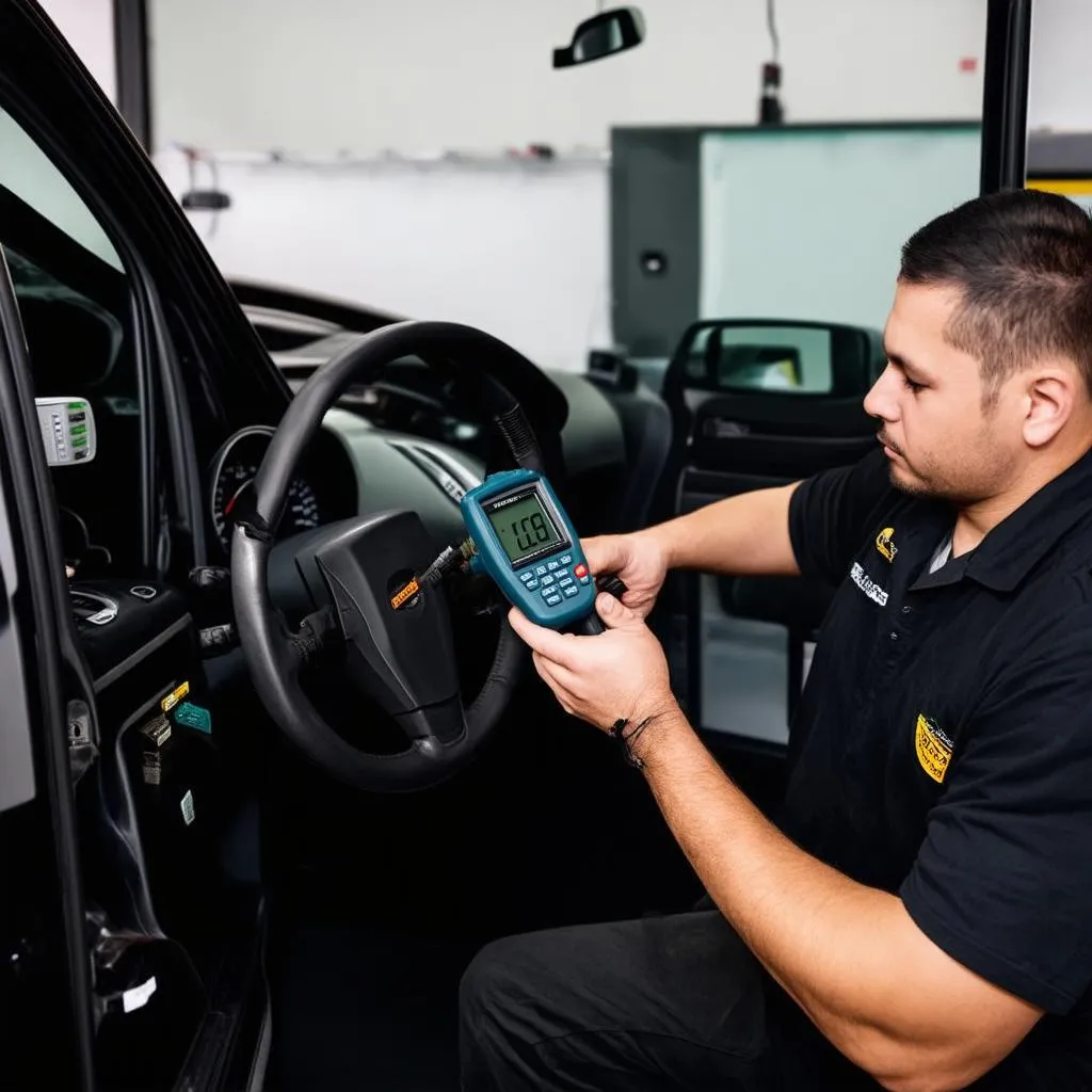 Mechanic Using Diagnostic Tool