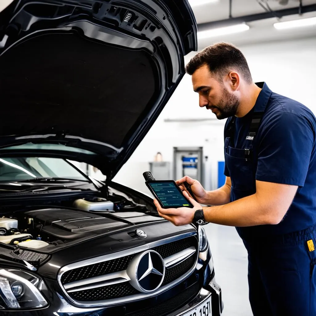 Mechanic Using Diagnostic Tool