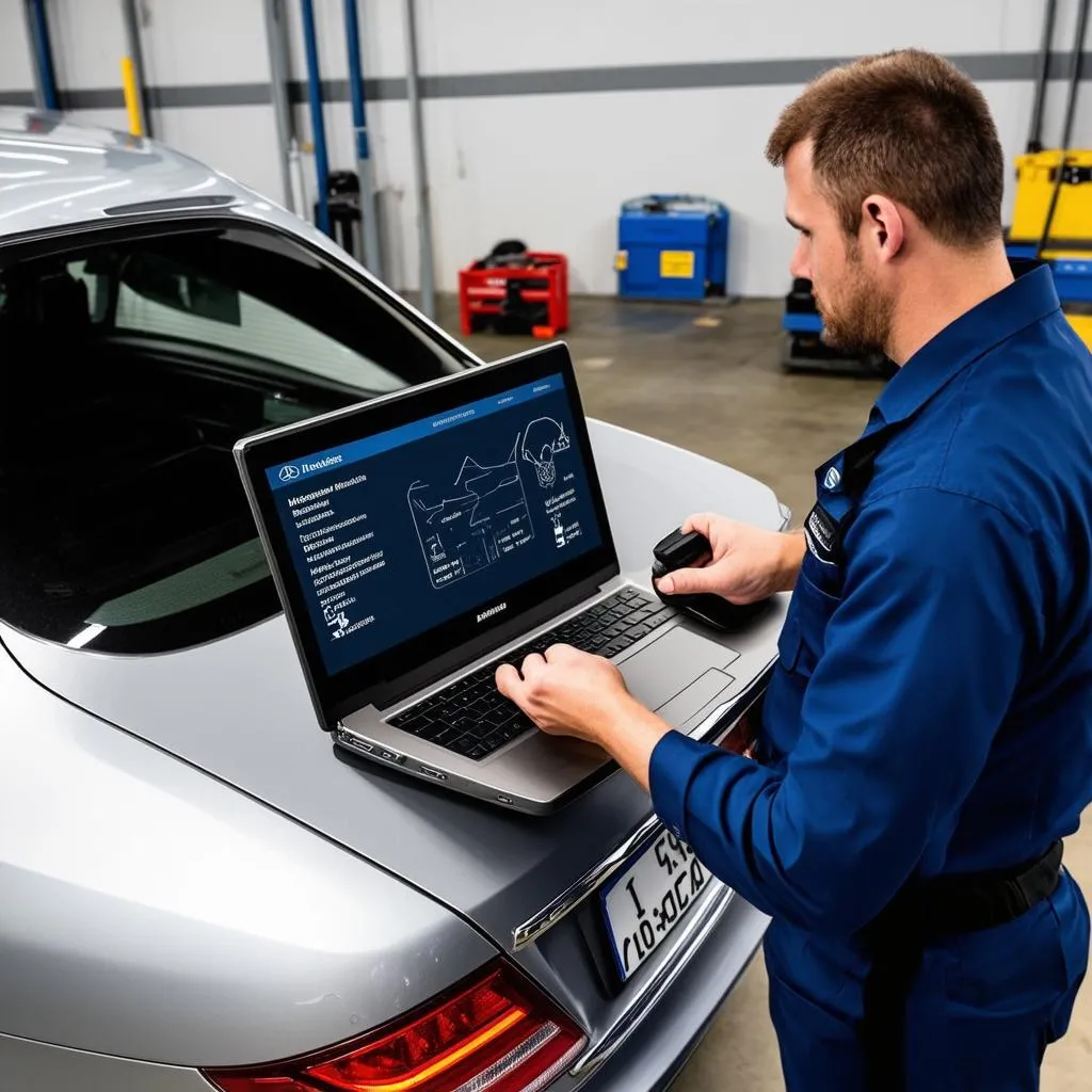 Mechanic Using Diagnostic Tool