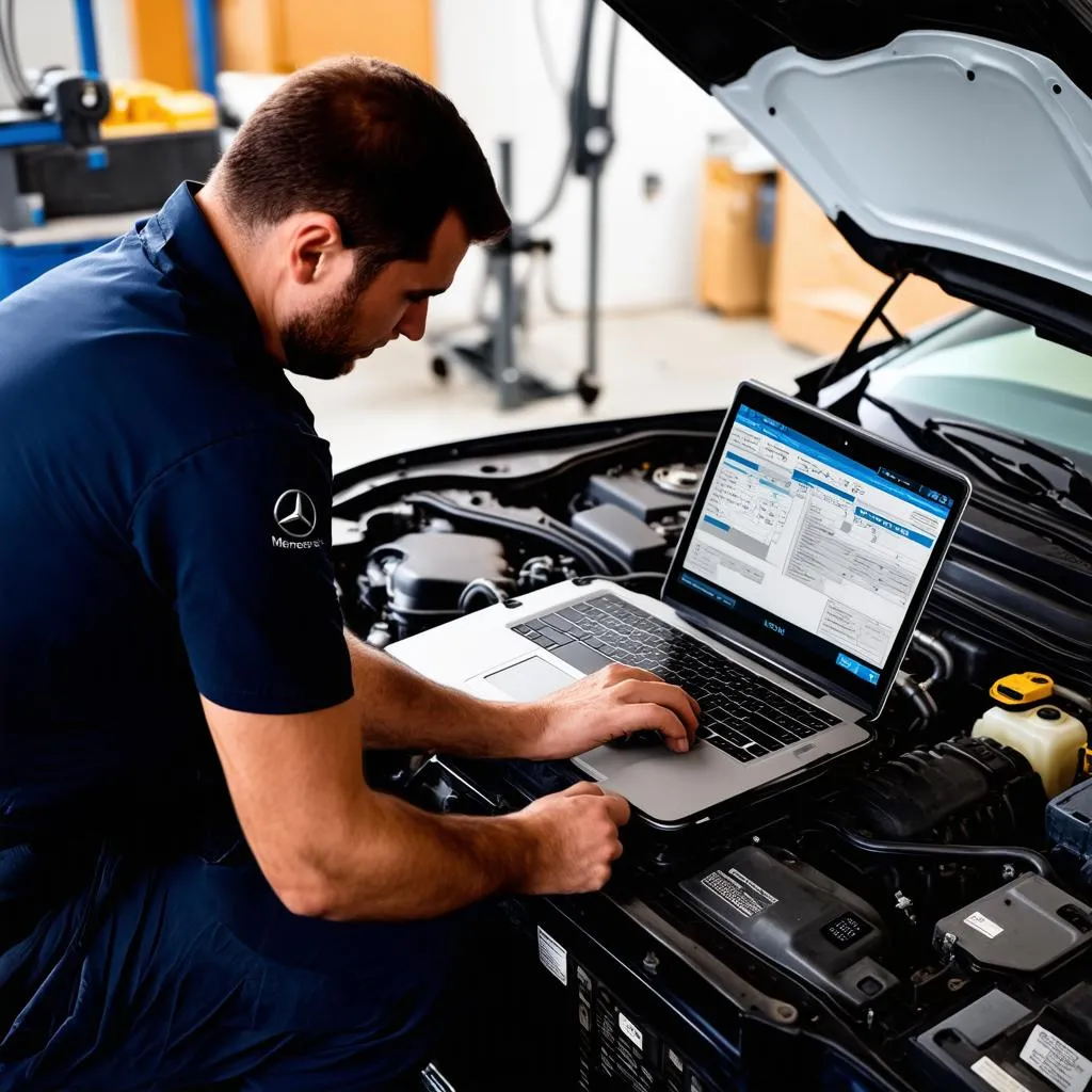 Mechanic Using Mercedes WIS 2019