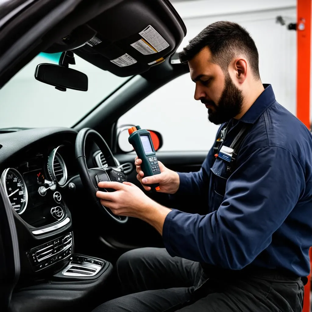 Mechanic Using Star Diagnostic Tool