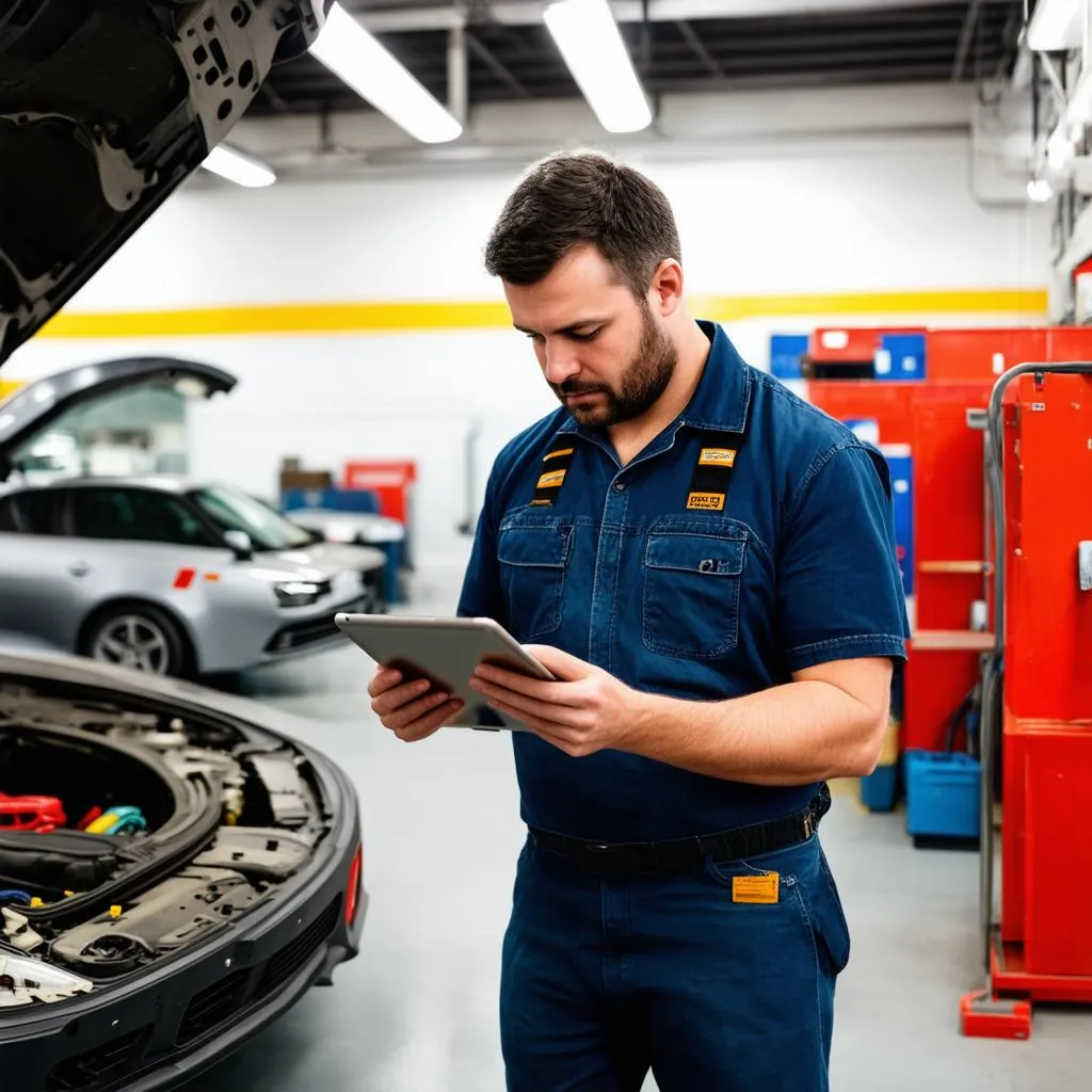 Mechanic with Tablet