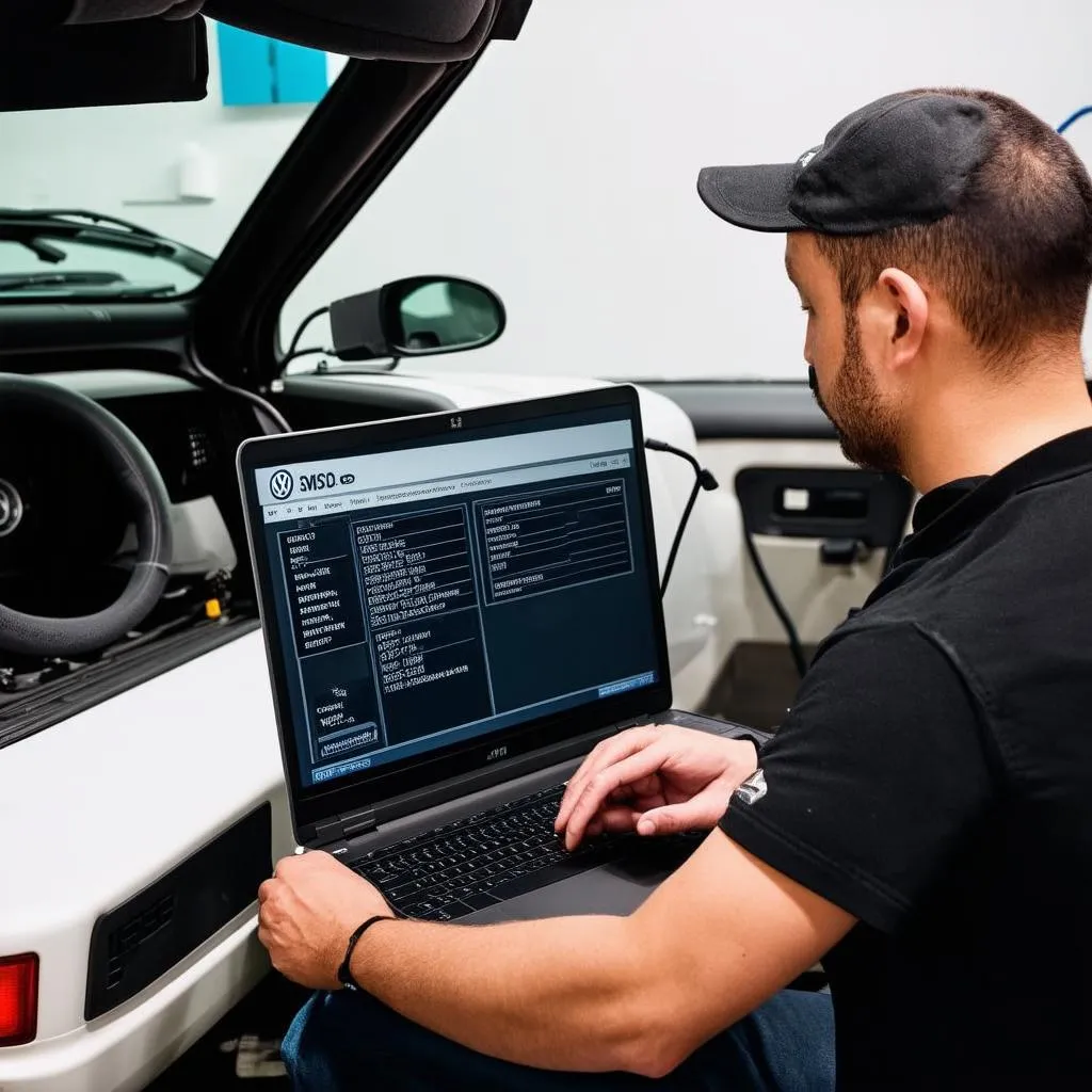 Mechanic Using VCDS on Volkswagen