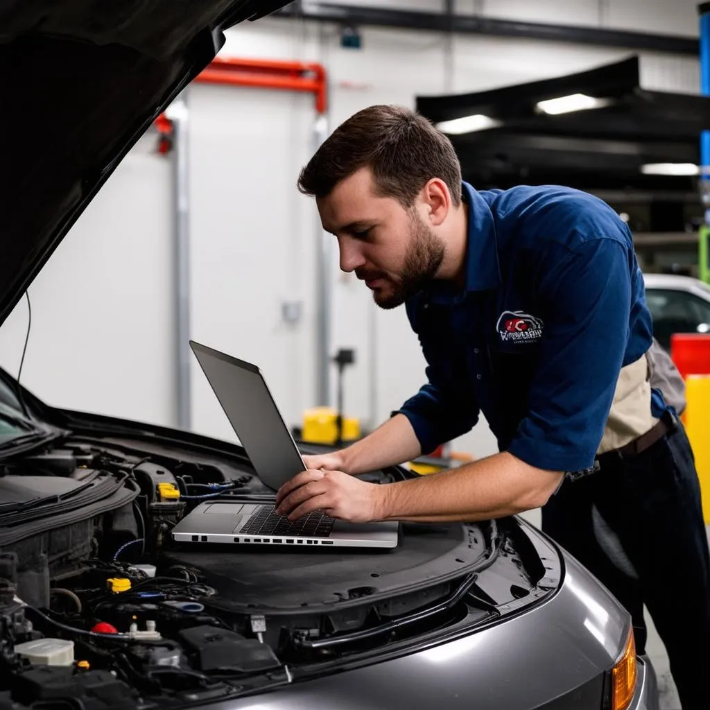 Mechanic Using VCDS to Diagnose Car Trouble