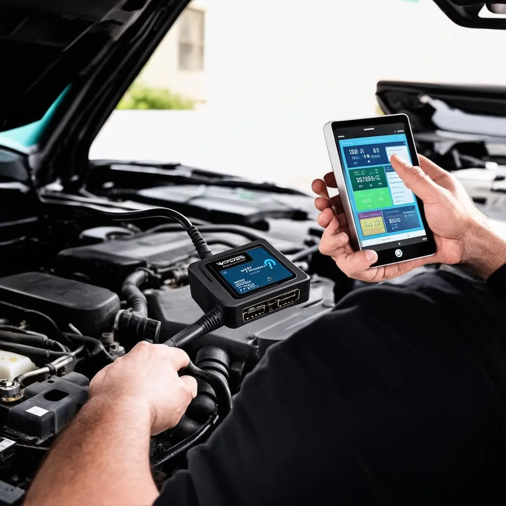 Mechanic Using VCDS Mobile WiFi