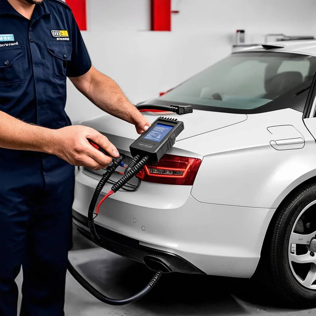 Mechanic Using VCDS on Audi