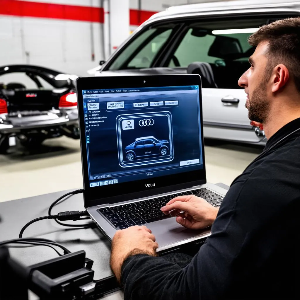 Mechanic using VCDS on Audi Q7