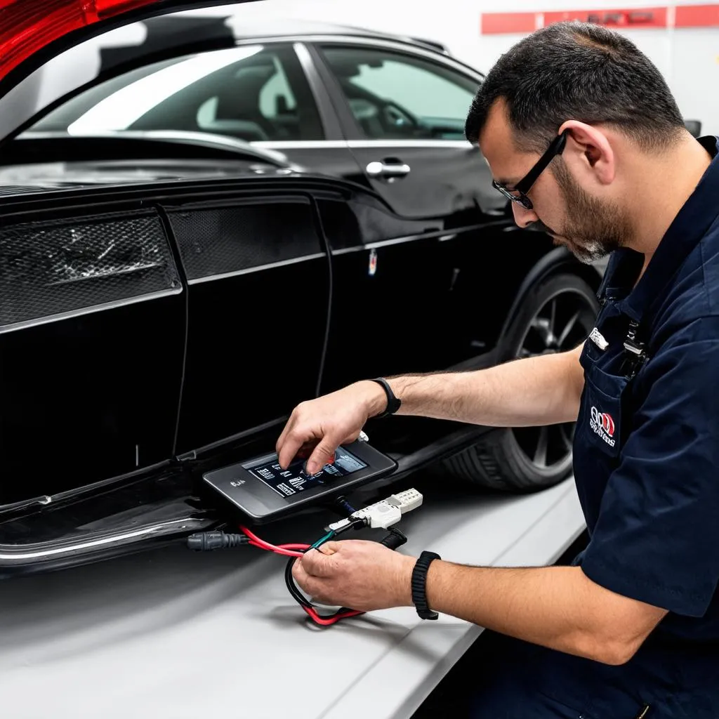 Mechanic Using VCDS on Audi S8