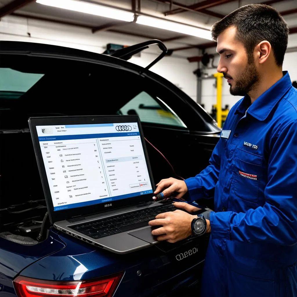 Mechanic Using VCDS on Audi TDI