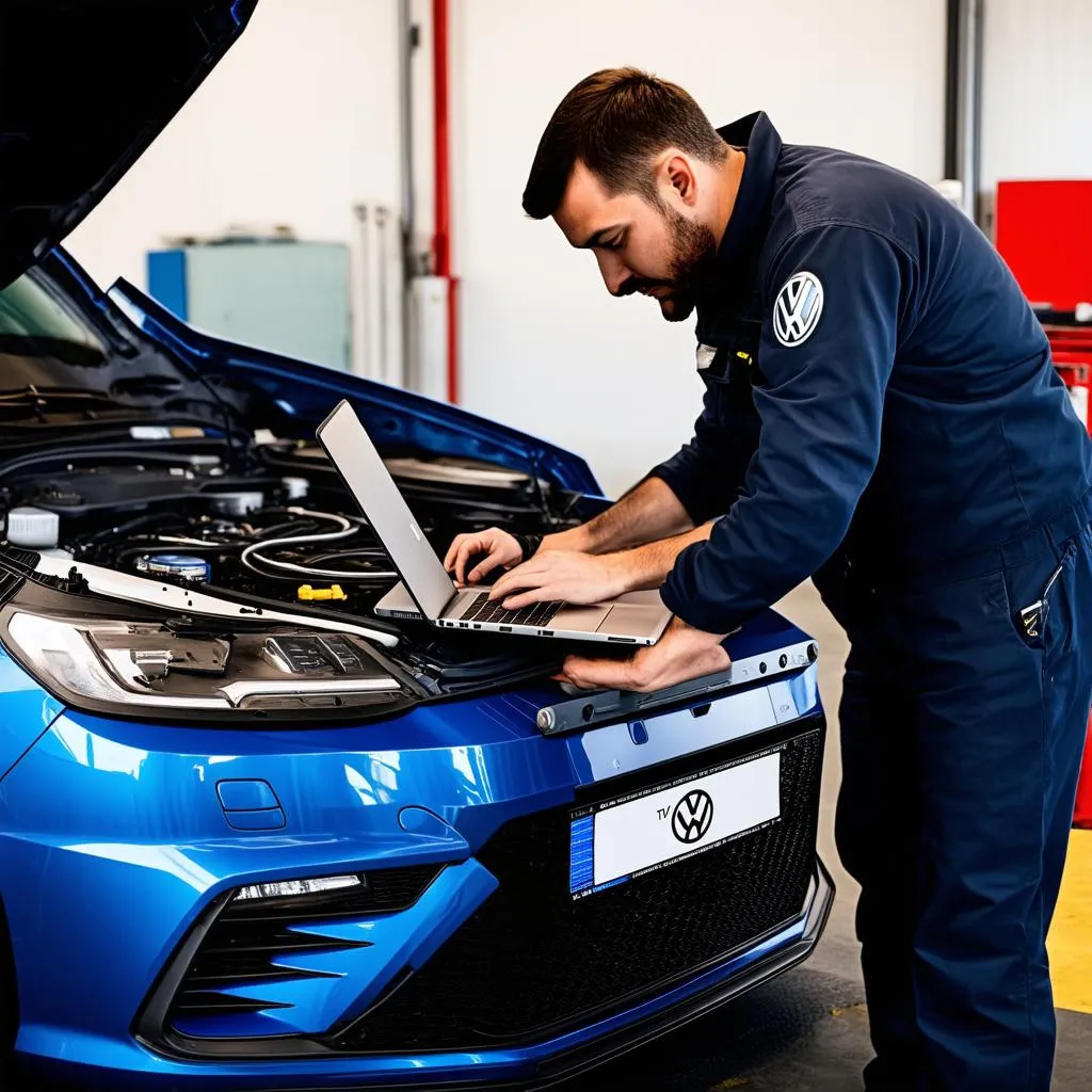 Mechanic Using VCDS on Volkswagen