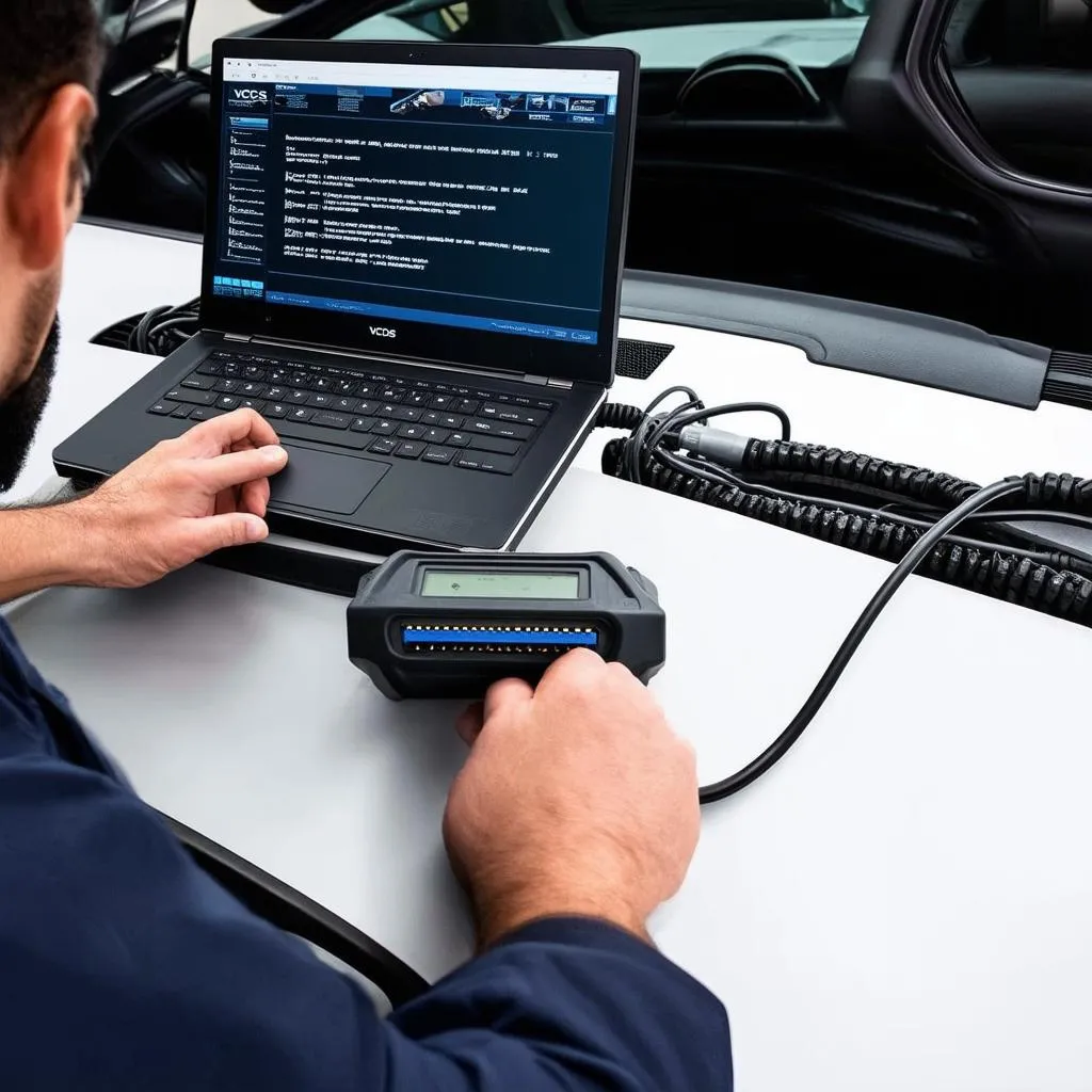 Mechanic Using VCDS to Diagnose a Car